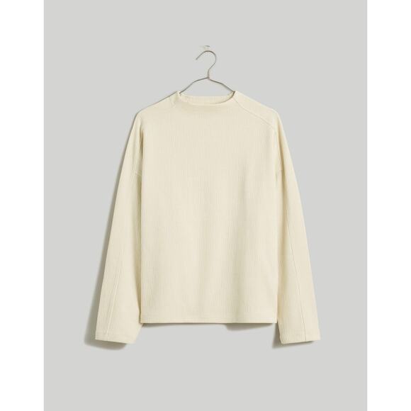 Madewell Jacquard Stripe Funnel Neck Top in Antique Cream Size XXS - Picture 5 of 14